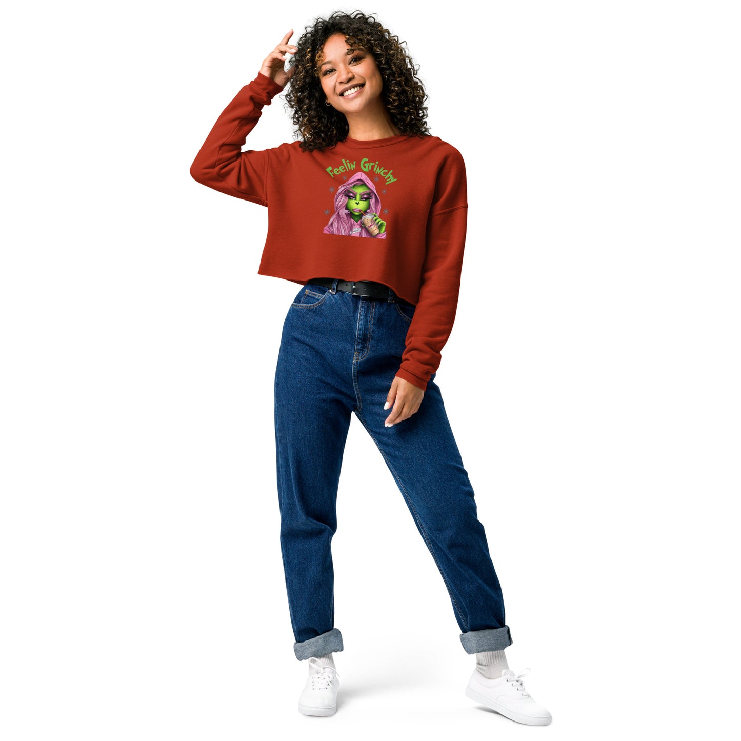 Feelin Grinchy Crop Sweatshirt