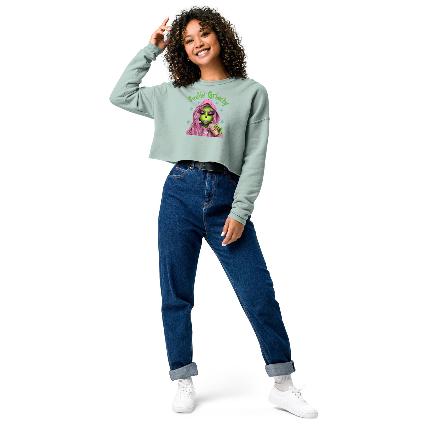 Feelin Grinchy Crop Sweatshirt