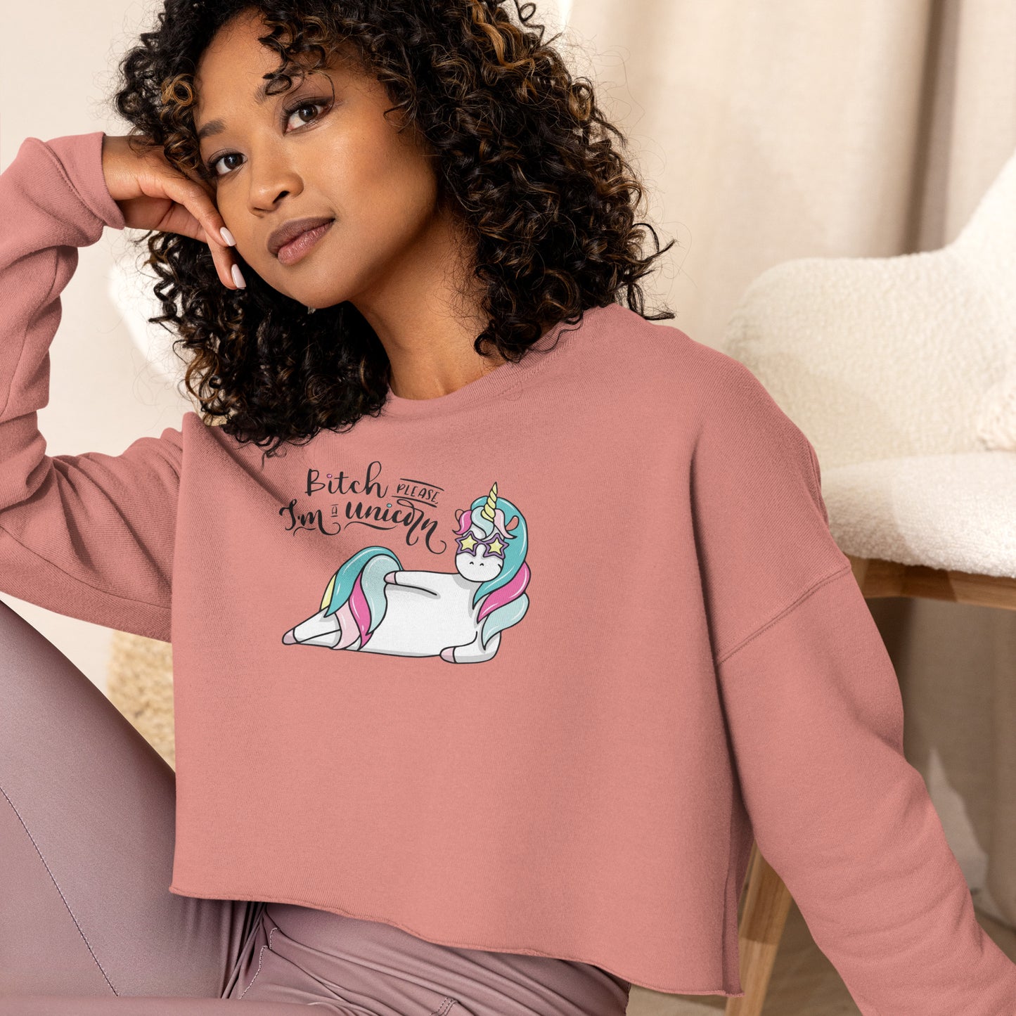 B*tch Please I'm A Unicorn Crop Sweatshirt